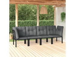 Conjunto Lounge Jardim Vime Pe Preto E Cinzento 4 Pcs Dkd Home Decor
