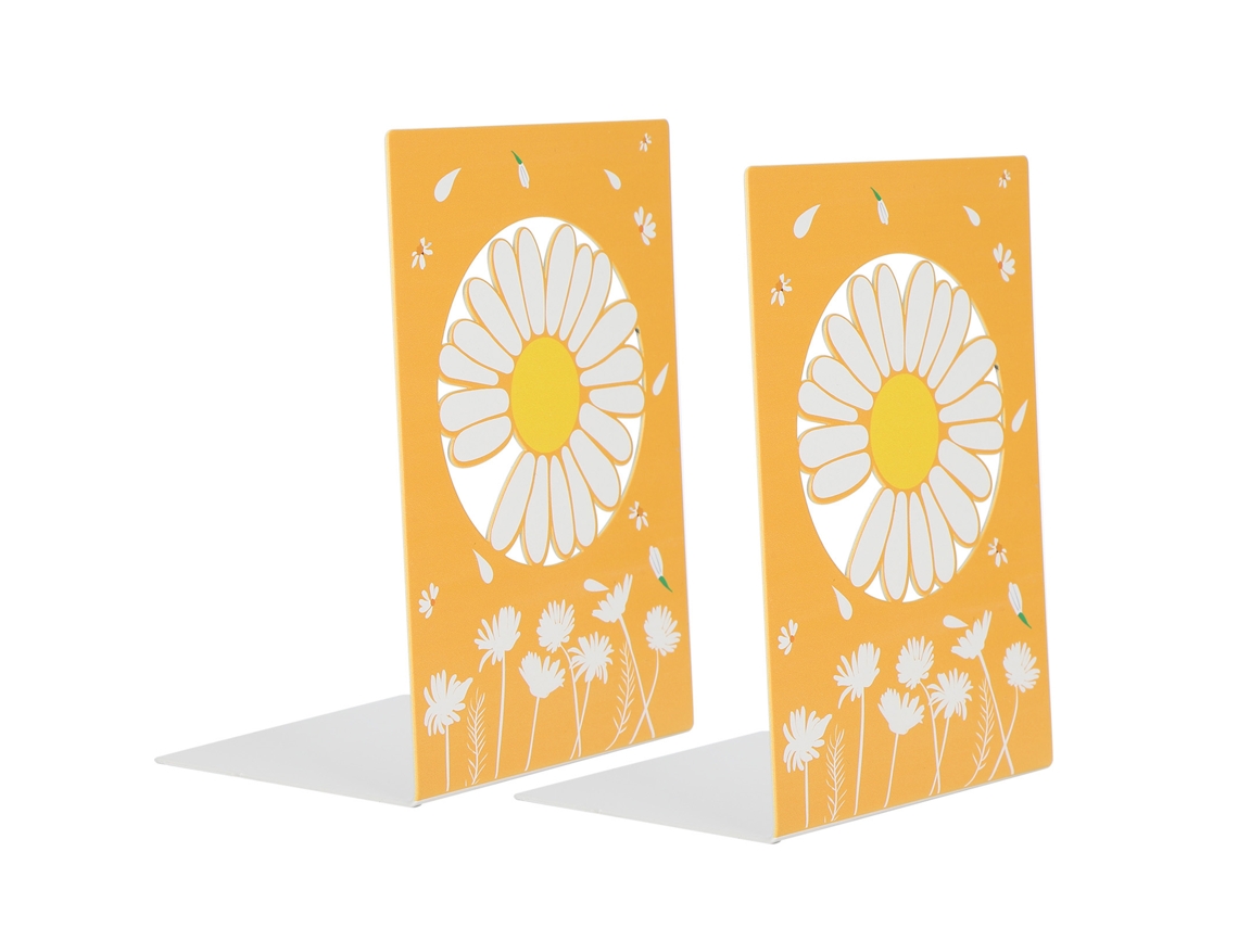 2 Piezas Reposapiés De Metal Antideslizante Estable Para Libros, Apoyo Estante Para Hogar Y Oficina Daisy