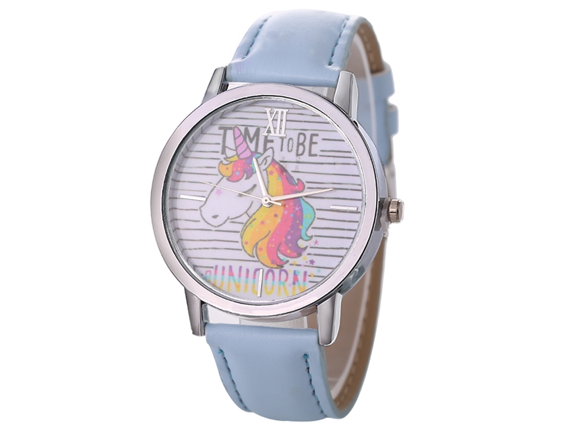 Reloj De Pulsera De Lujo Para Mujer, Estilo Casual, Con Correa De Cuero Y Esfera Redonda Azul Claro.