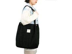 2026-bolsa De Tela Corduroy Para Mujer Niña Hombro Con Bolsillo Interno Para Trabajo Playa Almuerzo Viaje Compra Supermercado Negro