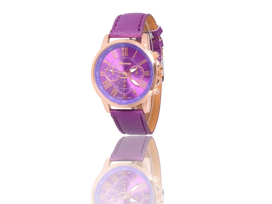 Reloj Unisex Informal Con Correa De Pu Y Movimiento De Cuarzo (morado)