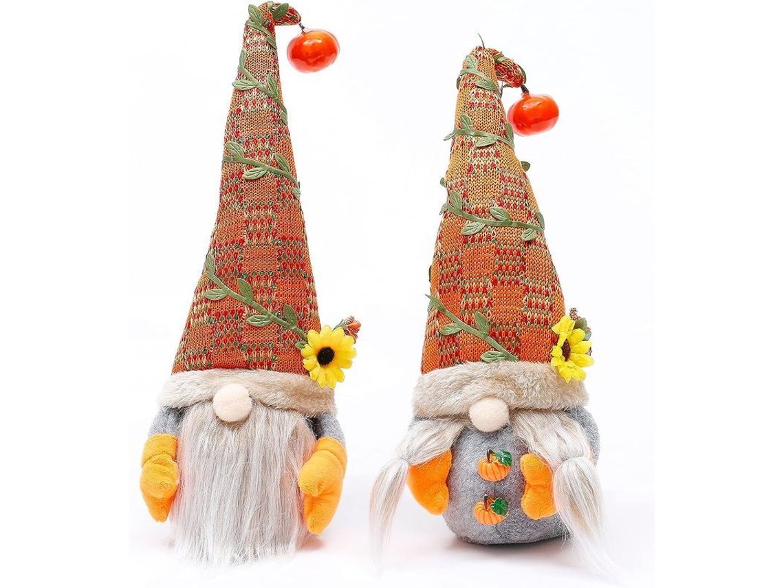 Gnomos De Halloween, 2 Decoraciones Otoñales De Halloween Con Gnomos De Fieltro Suave Y Calabazas.
