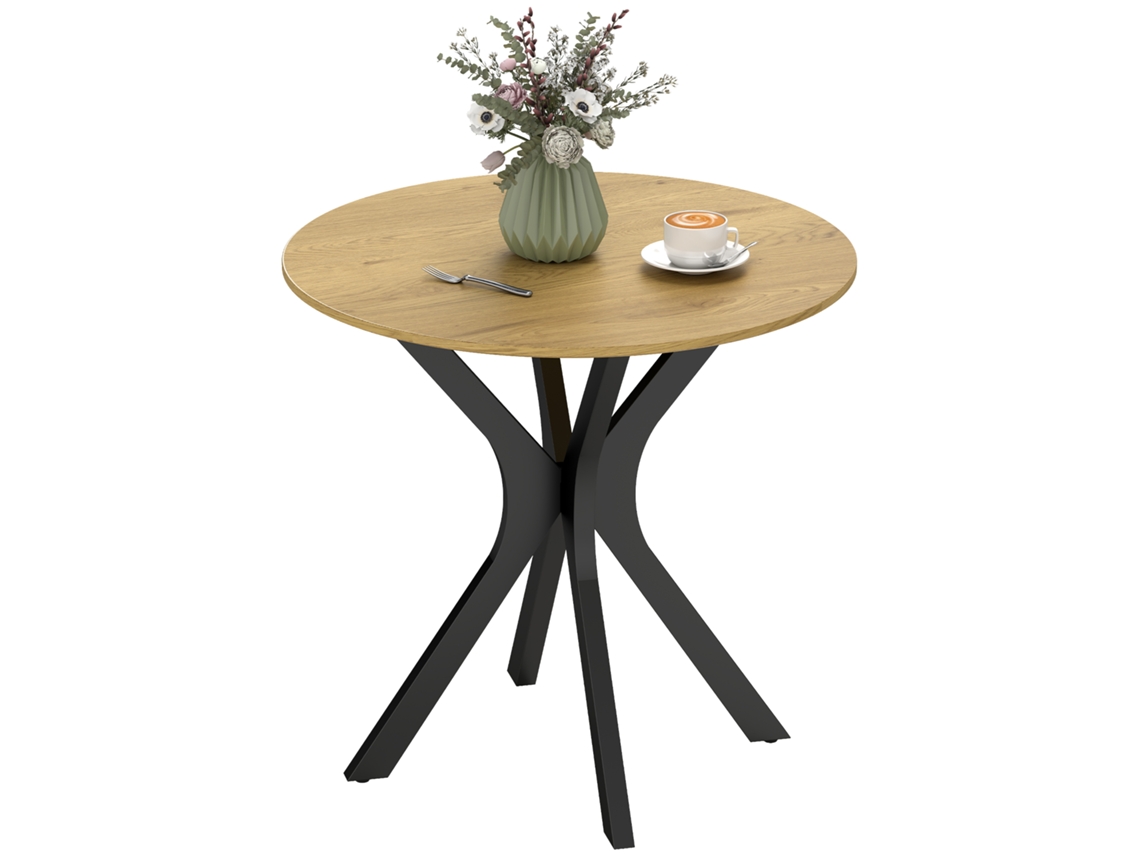 Mesa de comedor redonda, madera natural, 78 cm