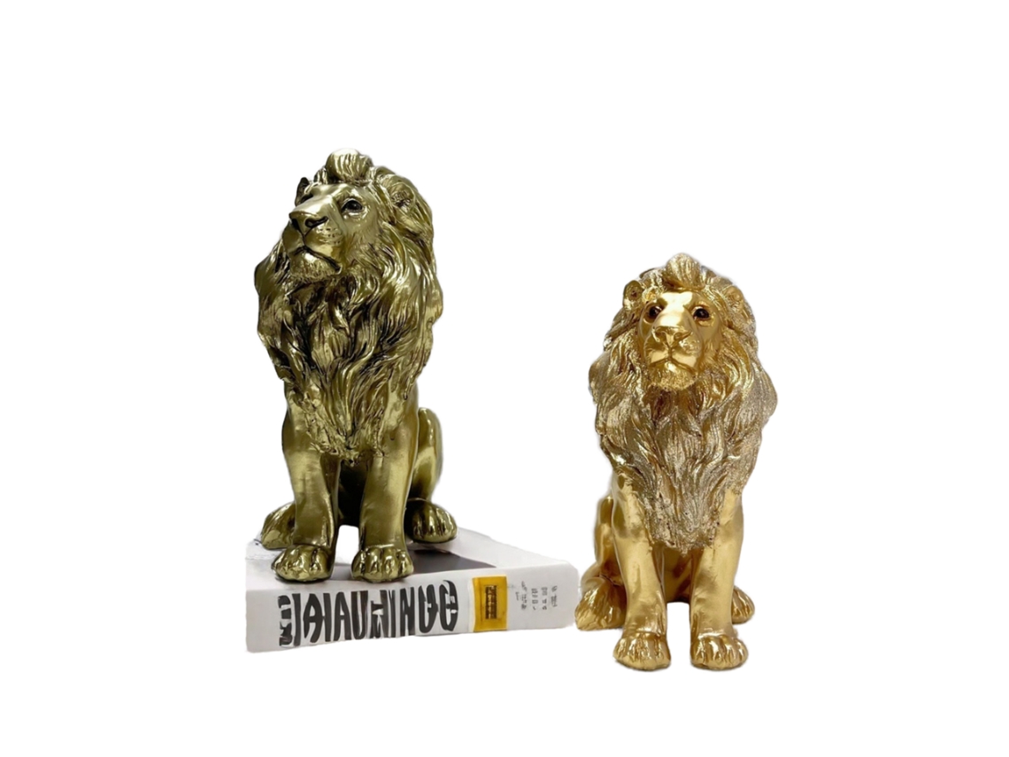 Estatua de león de resina, escultura animal de lujo, decoración hecha a mano