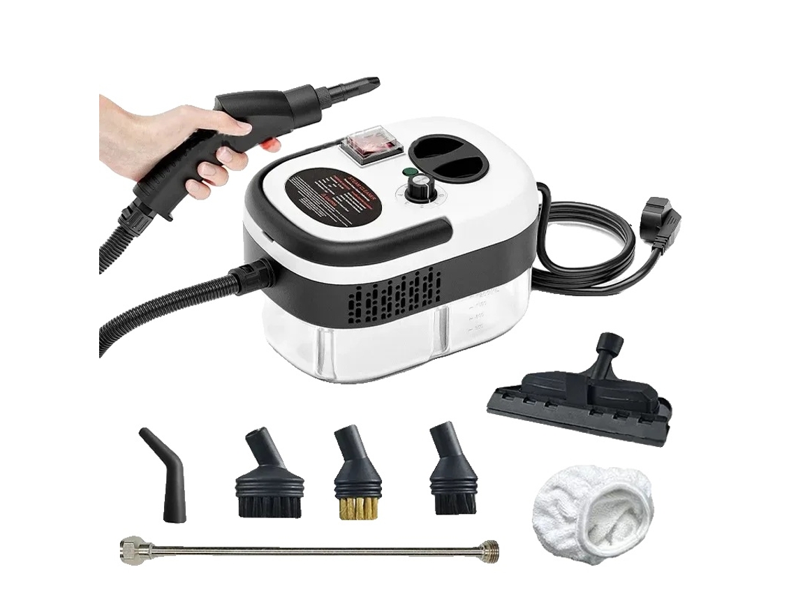 Limpiador a vapor, 2500 W de alta potencia, herramienta de limpieza versátil, 220 V, blanco mejorado, OEM de la UE