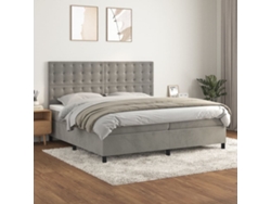 Cama Box Spring Con Colchón Terciopelo Gris Claro 200x200 Cm