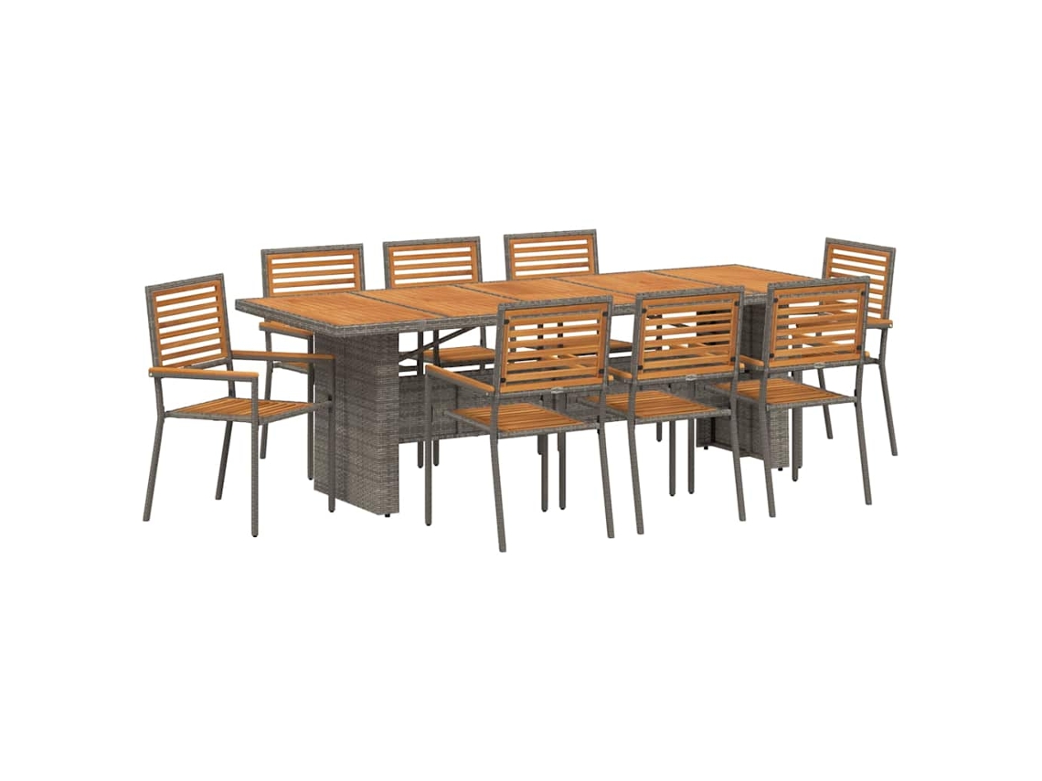 Maison Exclusive - Conjunto De Comedor De Jardín 9 Pcs Gris Y Marrón