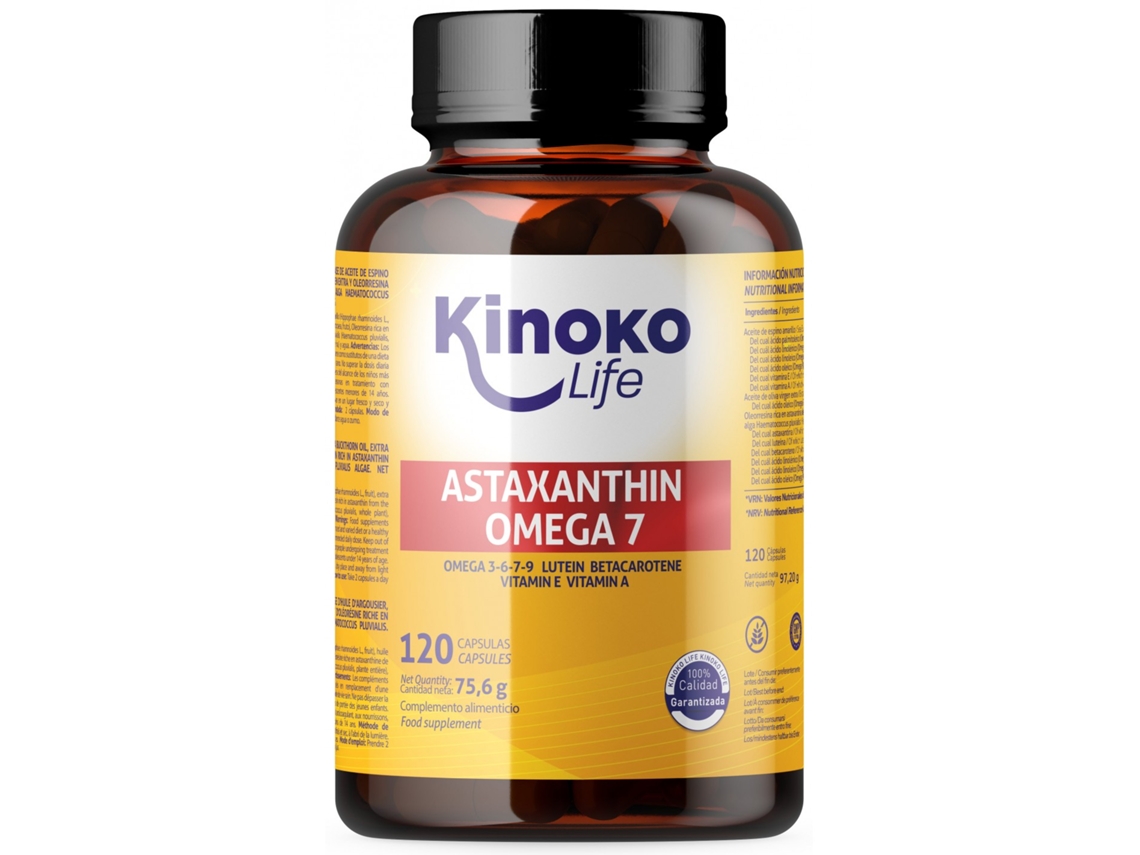 Astaxantina-Omega7 de Aceite de Espino Amarillo 120 Cápsulas KINOKO LIFE