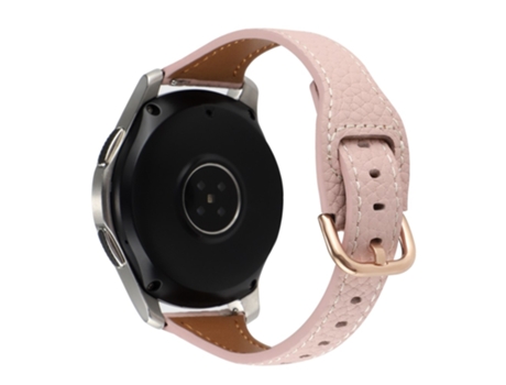 Correa de piel auténtica textura litchi 20mm para Samsung Galaxy Watch 5 Pro 45mm/Watch4 Classic 42mm/46mm - color rosa pálido