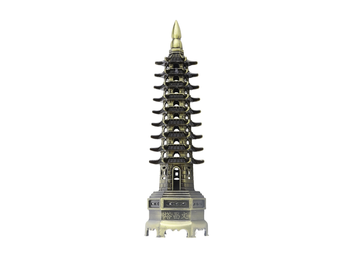 Modelo Decorativo En Miniatura De Aleación De Una Torre Wenchang China Para Uso En Oficinas Y Hogares.