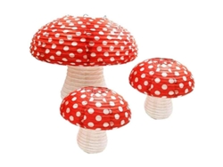 3 Farolillos De Papel Grandes Con Forma De Seta Para La Decoración De Fiestas Temáticas De Bosque/selva.