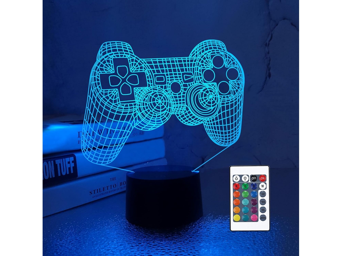 Lámpara de noche con control de videojuegos 3D inmersivo, lámpara de mesa vibrante con 16 colores cambiantes, toque inteligente y control remoto para el hogar.