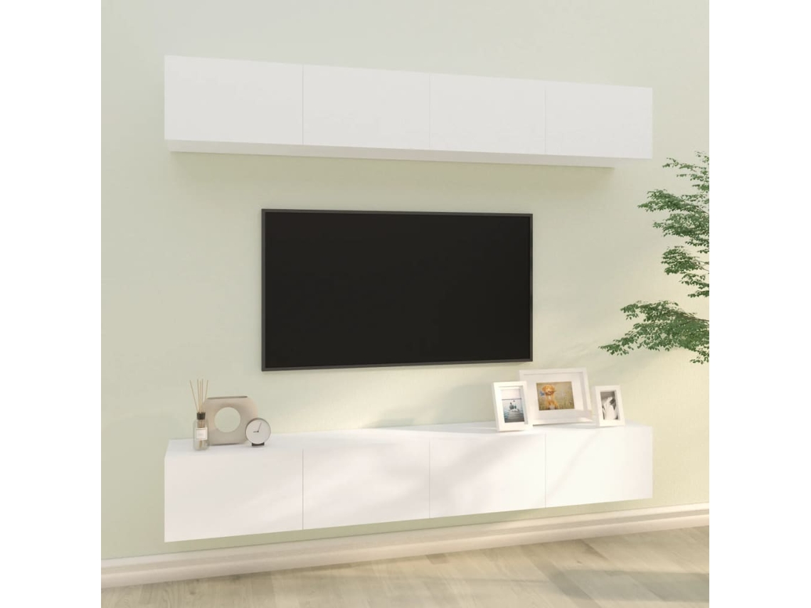 Estante/Armarios de Pared para TV 4 Piezas 100X30X30 cm Blanco