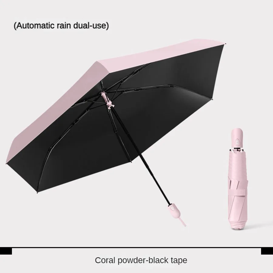 (rosa, 6k) Paraguas Automático Ultraligero Y Portátil Para Mujer, Apto Para Todo Tipo De Clima Y Protección Solar.