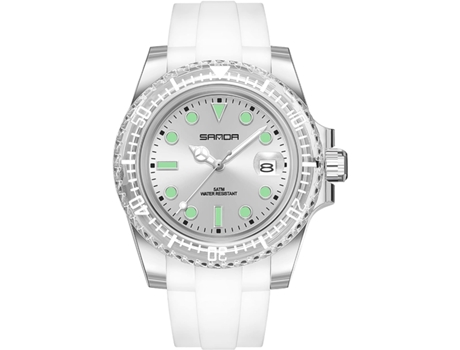 VEANXIN Relojes para Fecha Giratoria Reloj de Silicona Reloj de Pulsera Impermeable-Blanco