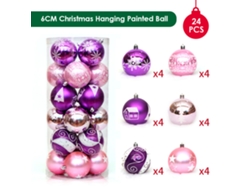 Bolas navideñas colgantes pintadas de 6 cm, 24 unidades, para adornos de árbol, decoración del hogar, fiestas, regalos, portátiles.