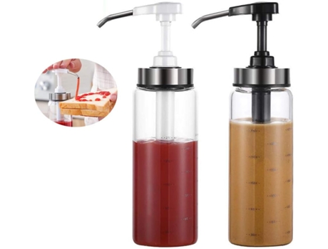 Botellas Exprimidoras de Salsa, Dispensador de Aceite de Oliva, Juego de Botellas de Vidrio 2x300ml, Ketchup sin Goteo (2x300ml) VOINEE