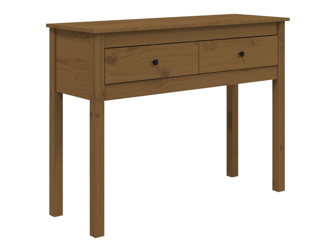 Consola de madera maciza de pino, color marrón miel, MAISON EXCLUSIVE (100 x 35 x 75 cm)