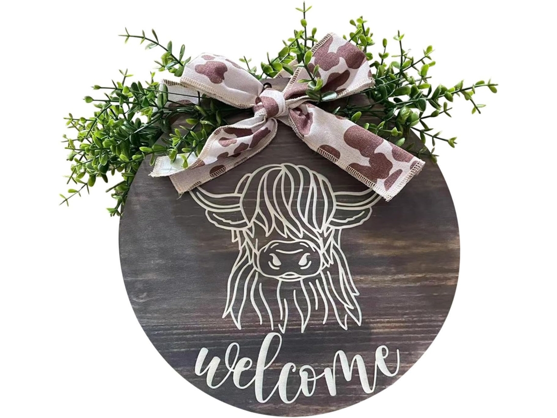 Puerta De Madera Highland Para Entrada, Con Nudos Y Hojas – Decoración De Primavera Con Diseño