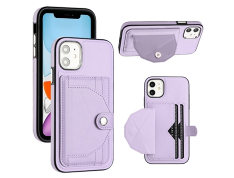 Funda Mobile Phone Cases Shockproof With Card para iPhone 11 Piel Marrón