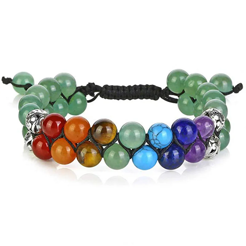 Pulsera Tejida Con Piedra De Chakras De Yoga De 4 Mm Y Árbol De La Vida, Joyería Hecha A Mano Para Parejas.
