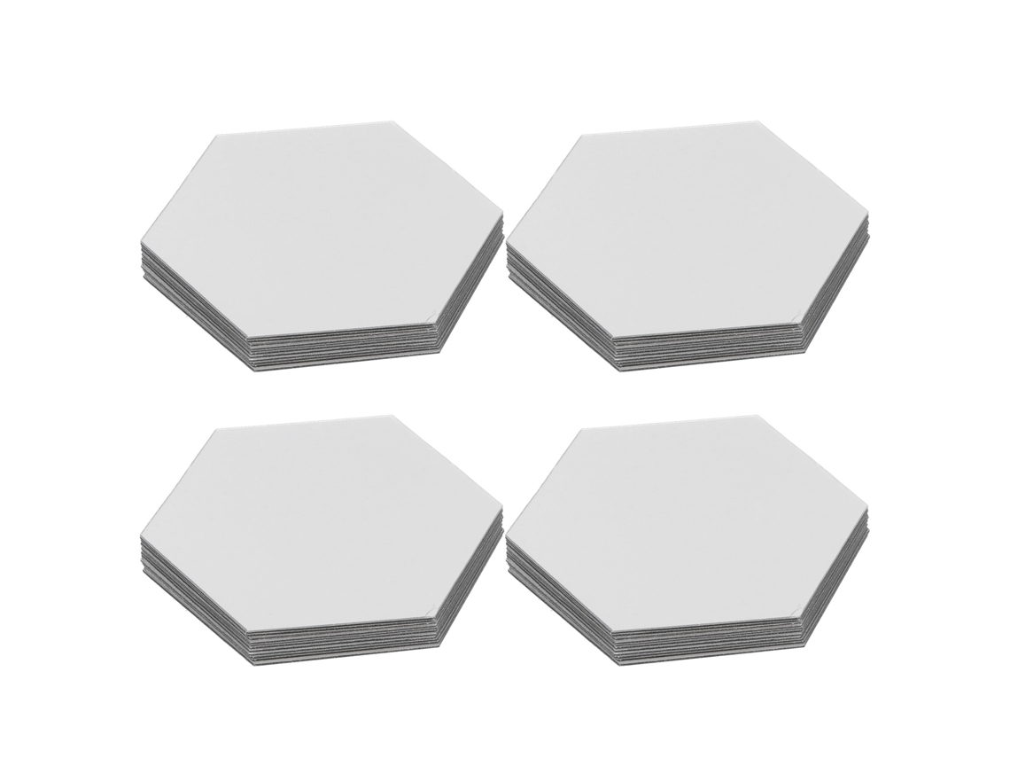 Adhesivo Acrílico Hexagonal Autoadhesivo Con Efecto Espejo Para Paredes Residenciales, 20 Cm, Color Plata, 12 Unidades.