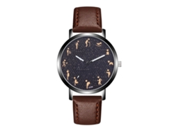 Elegante Reloj De Pulsera De Cuero Para Parejas Con Esfera Redonda Y Movimiento De Cuarzo (color Café Oscuro).