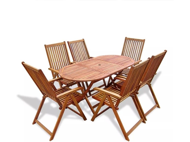 Conjunto 7 de comedor de jardín VIDAXL madera maciza de acacia