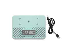 Estación De Carga Inalámbrica 3 En 1 Con Altavoz Bluetooth Y Reloj Despertador Digital - Azul