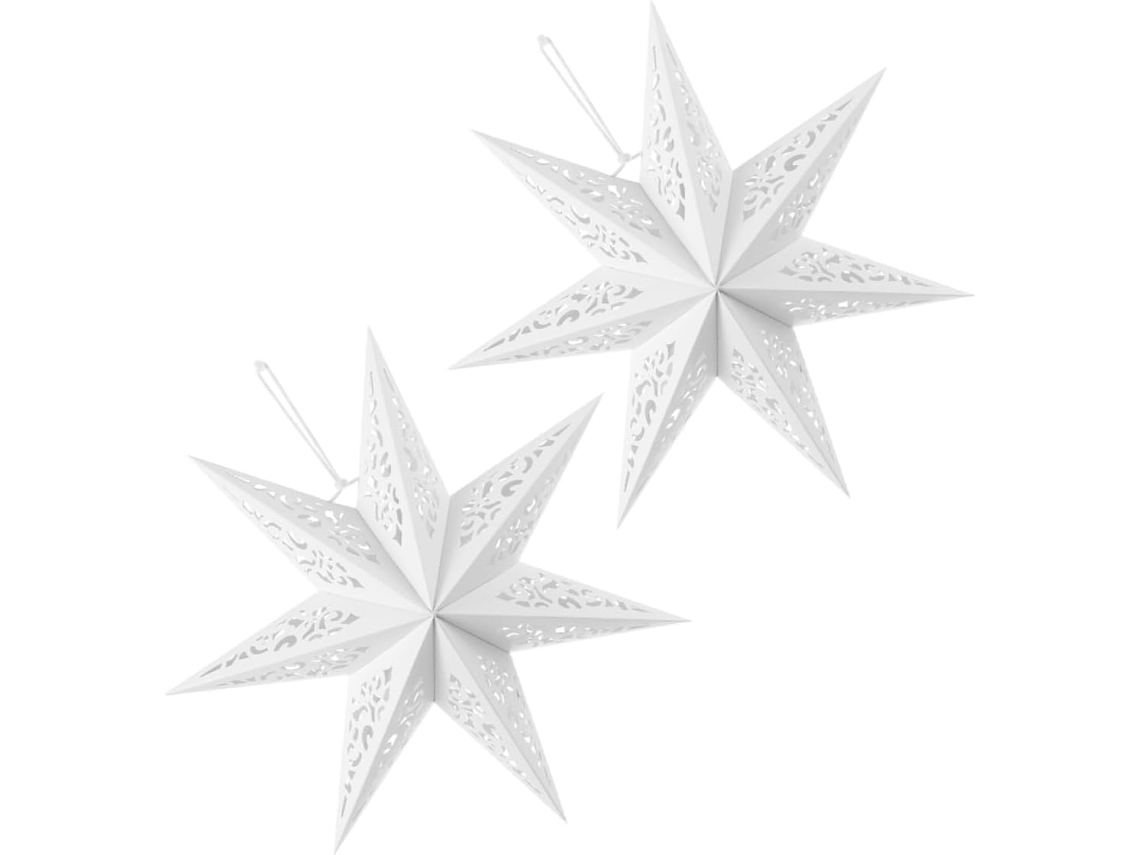 Juego de 2 farolillos de papel decorativos con forma de estrella para uso interior. SFUSHOS