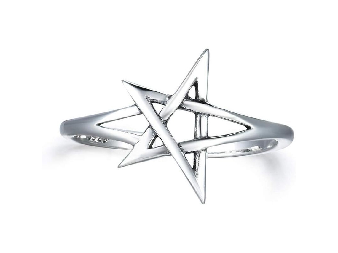 Anillo De Plata 925 Ajustable Con Estrella Pentaedro Vintage Para Hombre Y Mujer