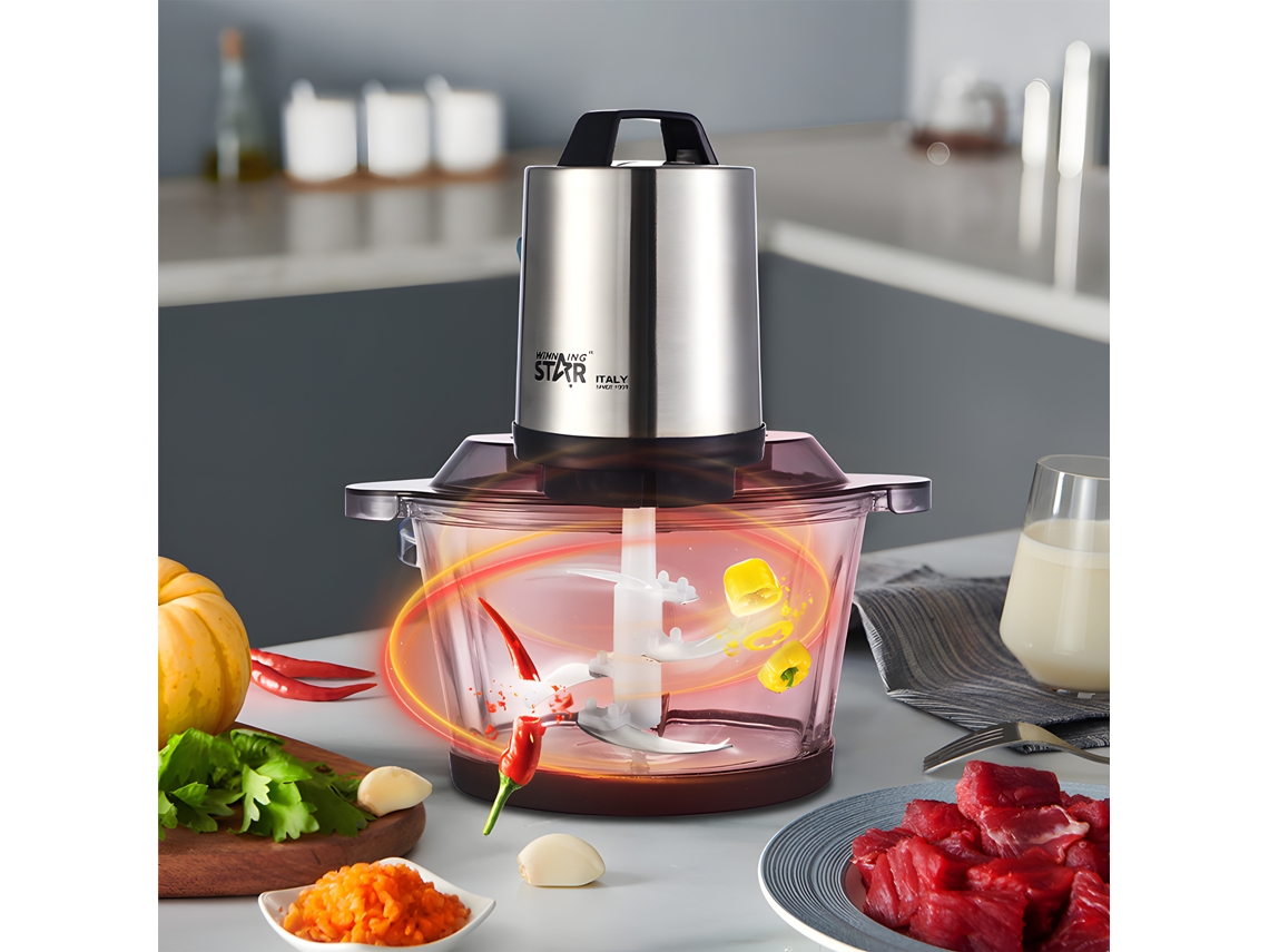 Procesador De Alimentos Eléctrico Winning Star St-5508, Picadora, 250 W, 2 L, Vidrio De Borosilicato.
