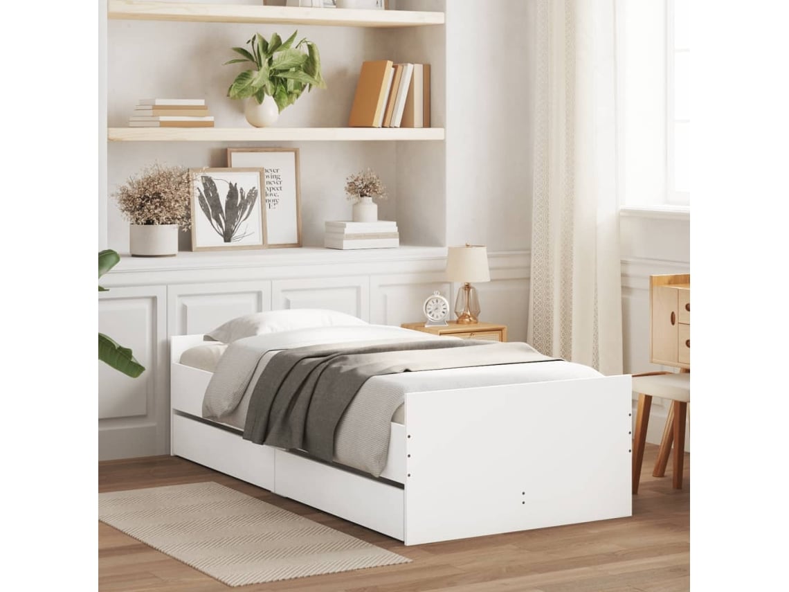 Estructura De Cama Con Cajones Blanco 90x200 Cm