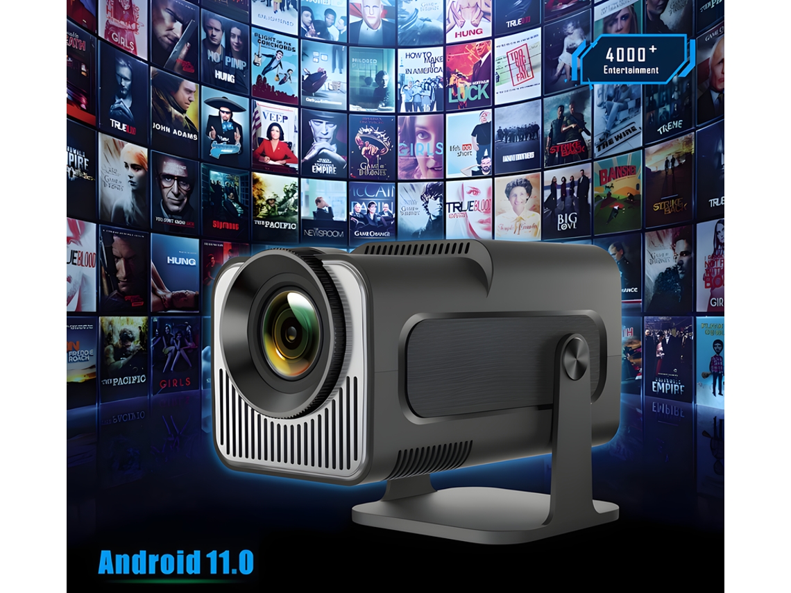 Miniproyector inteligente Szsmart Hy320 con corrección trapezoidal automática, wifi y Bluetooth, ideal para cine en casa.