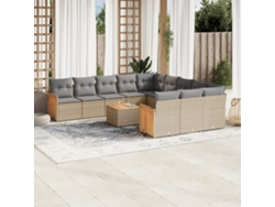Conjunto de 12 sofás de jardín con cojines de mimbre beige de DKD Home Decor