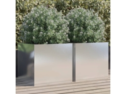 Jardinerasoporte Para Floresmacetas 2 Uds Acero Inoxidable Plateado 49x47x46 Cm