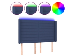 Cabecero con luces LED, tela azul, MAISON EXCLUSIVE (147x16x118 cm)