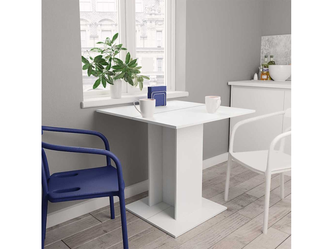 Mesa De Comedor | Mesa De Cocina De Madera Contrachapada Blanco 80x80x75 Cm