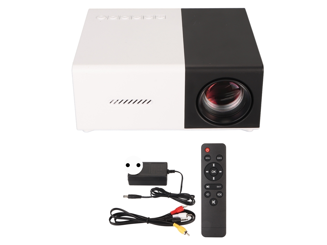 Miniproyector Portátil Fhd 1080p Con Altavoces Estéreo Para Cine En Casa Y Cine Al Aire Libre, Blanco Y Negro, Enchufe Europeo.