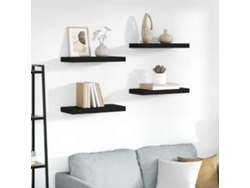 Estantes Flotantes De Pared | Estante Flotante | Estantería Pared 4 Uds Negro Mdf 50x23x3,8 Cm