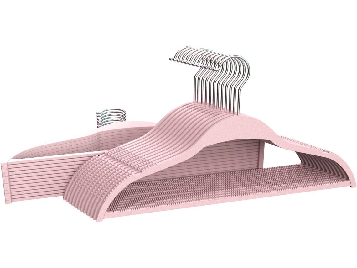 COM-FORT HOUSE | Percha de Resina Infantil | Percha Cadete | Color Rosa | Percha Resina Resistente | con Muescas Antideslizantes | 41cm | Pack 72 Unidades |