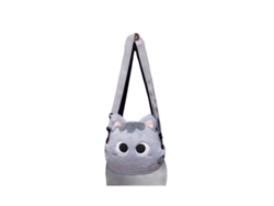 Bolso de hombro de felpa con estampado de gato de dibujos animados japoneses, gran capacidad, neceser de maquillaje de gato negro CHABERLU