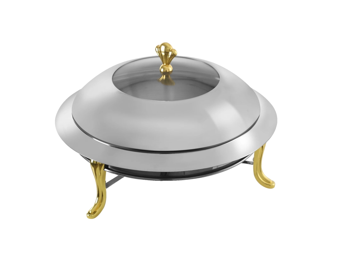Rechaud, acero inoxidable, capacidad de 3 l, dorado