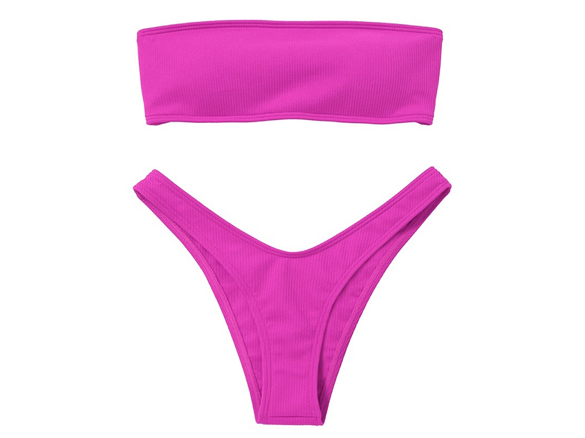 Bikini de playa para mujer, moda de color sólido, espalda abierta, bikini push up, verano