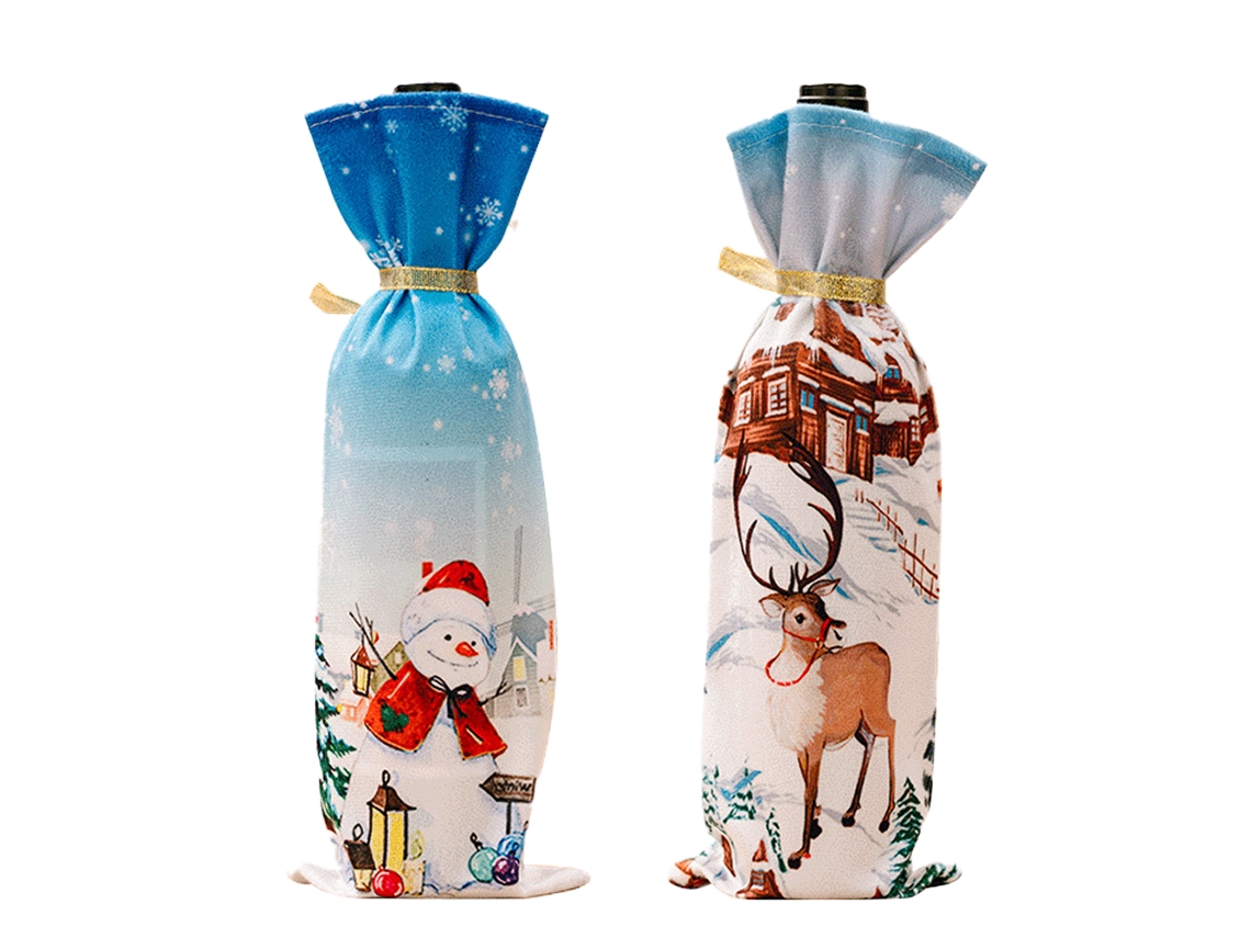 Funda para botella de vino navideña, bolsas de fiesta reutilizables RNEMITERY