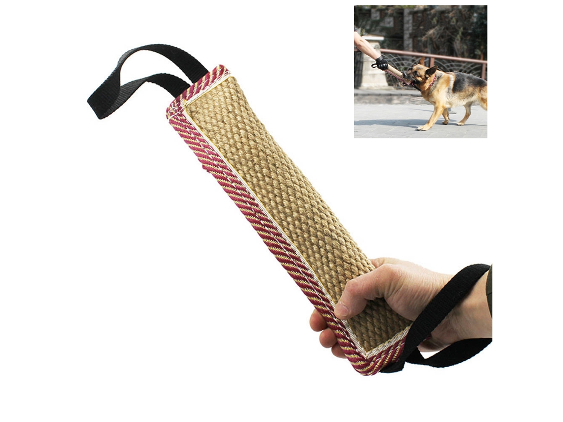 Juguete masticable de caña natural gruesa para perros con 2 asas