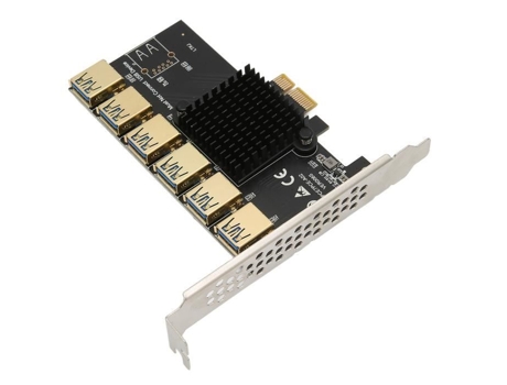 HURRISE Tarjeta adaptadora Pcie 1 a 6 Usb 3,0 Tarjeta elevadora Pcie 1 a 6 Extensión de gráficos Pcie 1X USB3.0 Tarjeta de fácil instalación