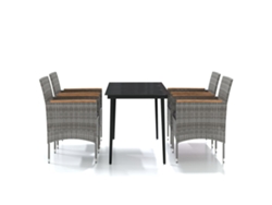 vidaXL Juego de comedor para jardín de 5 piezas con cojines negro