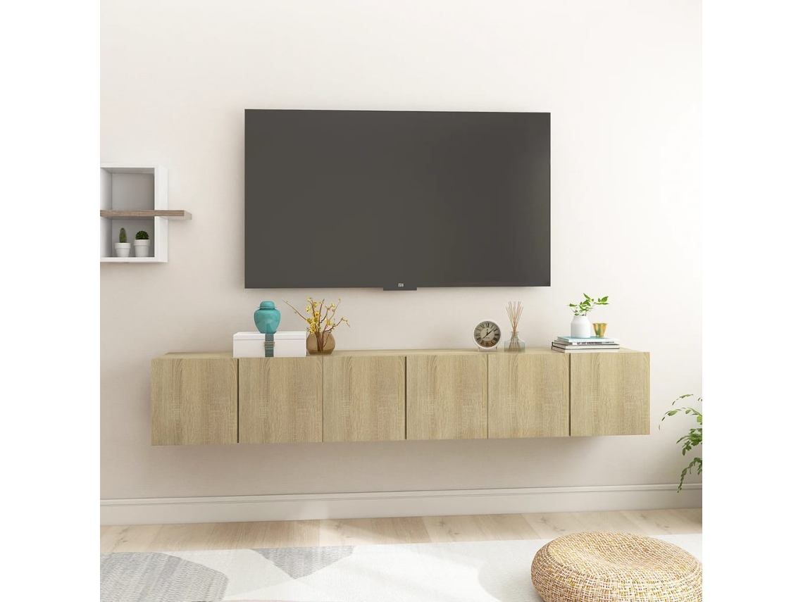 Estantería/Muebles de TV para Pared 3 Pzs 60X30X30 Cm Roble Sonoma
