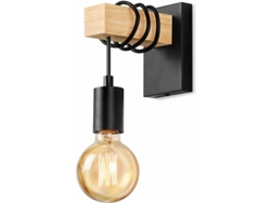 Aplique De Pared Industrial Retro De Madera Con Casquillo E27 Para Salón, Dormitorio O Cocina (bombilla No Incluida).
